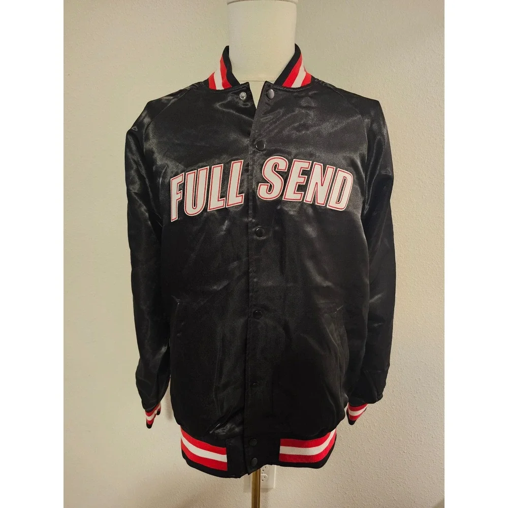 Full Send Large Black Satin Varsity Jacket Nelk Boys Classics